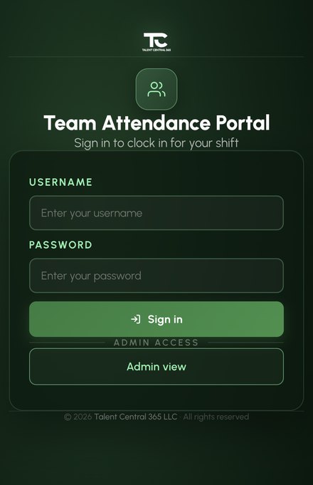 Team attendance portal sign-in